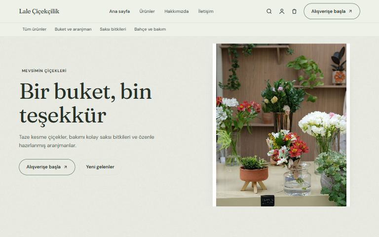 Çiçek ve bitki şablonu: Lale Çiçekçilik örnek sitesi