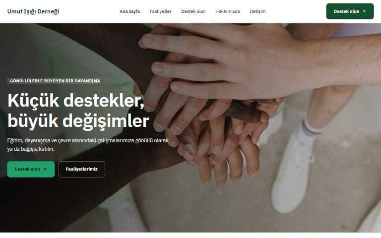 Dernek ve vakıf şablonu: Umut Işığı Derneği örnek sitesi