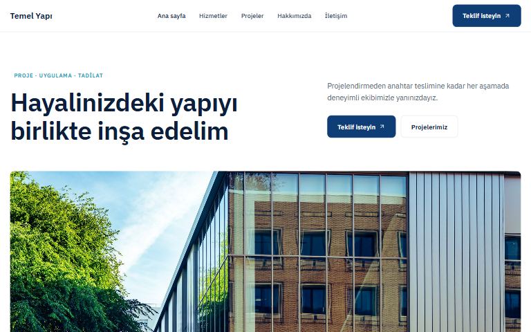 İnşaat ve mimarlık için hazır site şablonu