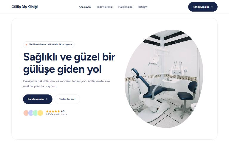 Klinik ve sağlık için hazır site şablonu