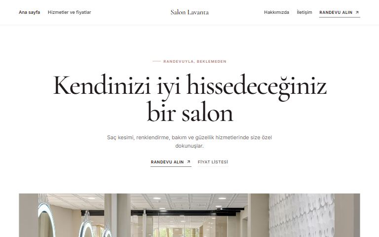 Kuaför ve güzellik için hazır site şablonu