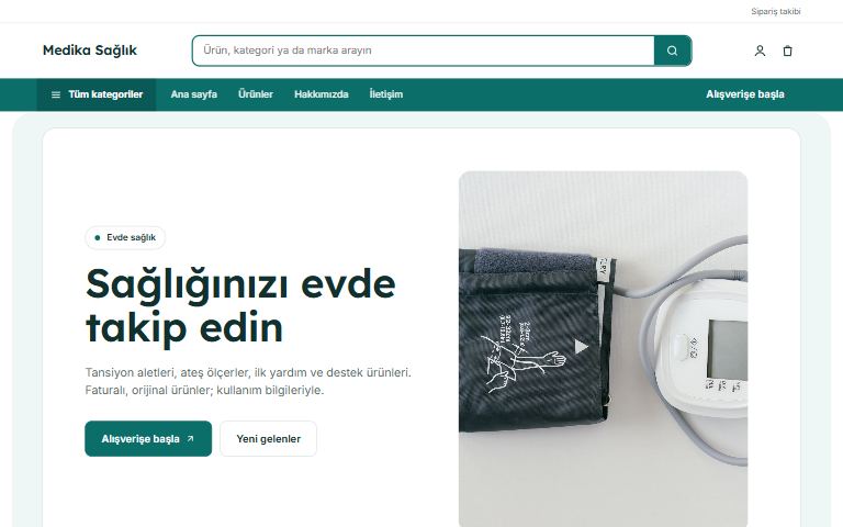 Medikal ve sağlık ürünleri şablonu: Medika Sağlık örnek sitesi