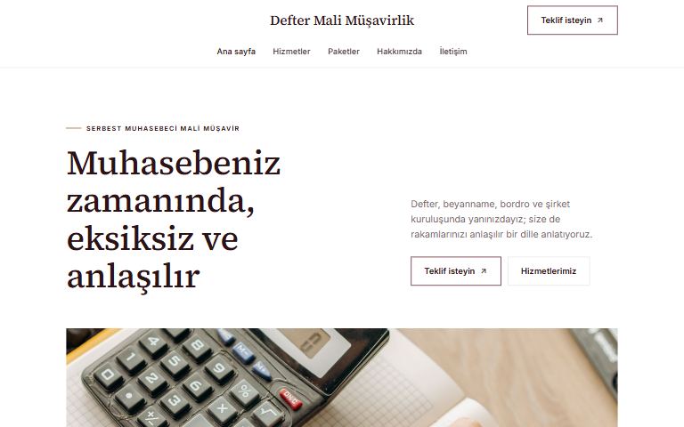 Mali müşavir ve muhasebe şablonu: Defter Mali Müşavirlik örnek sitesi