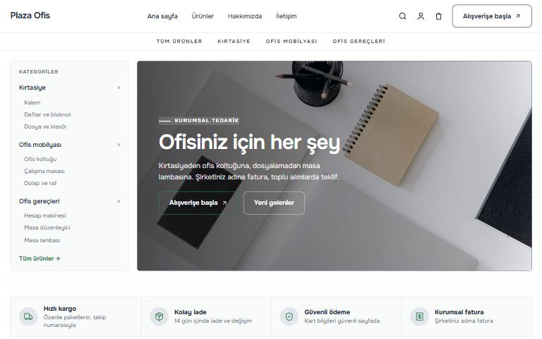 Ofis malzemeleri şablonu: Plaza Ofis örnek sitesi