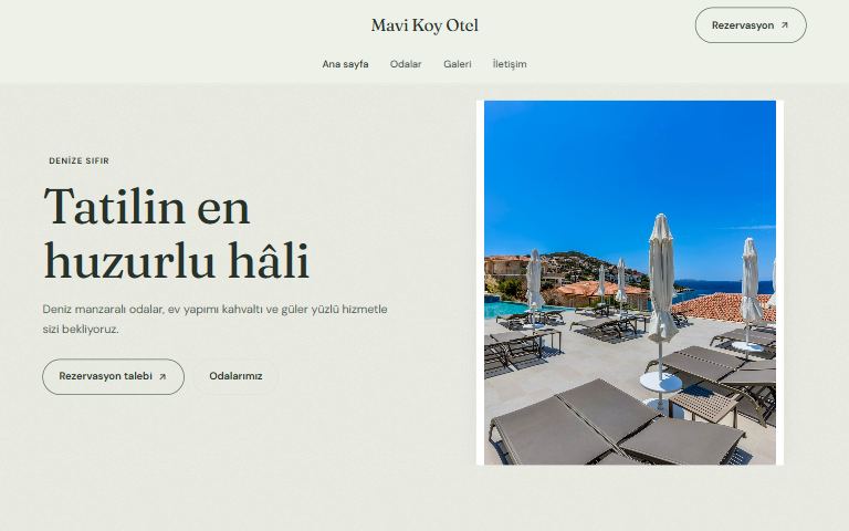 Otel ve pansiyon için hazır site şablonu