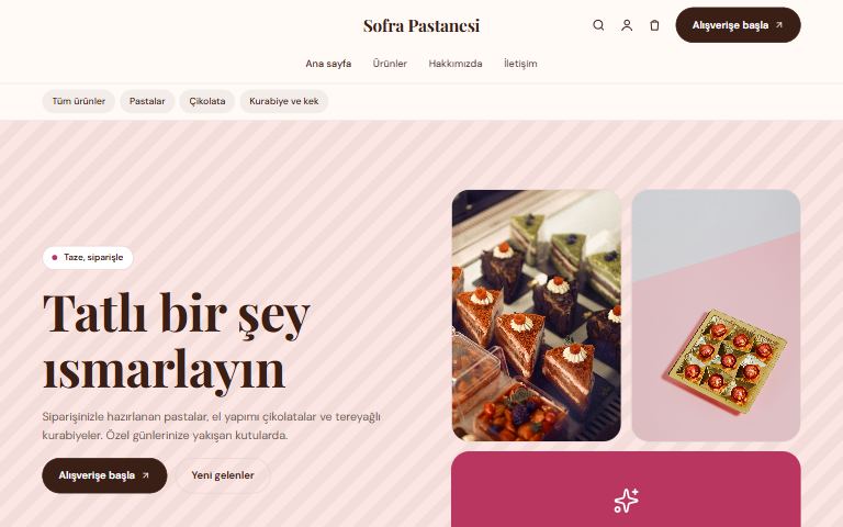 Pastane ve tatlı şablonu: Sofra Pastanesi örnek sitesi