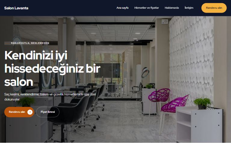 Akor teması: örnek kuaför sitesi