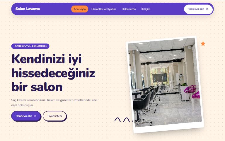 Neşe teması: örnek kuaför sitesi