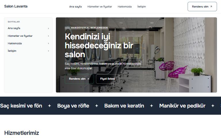 Plaza teması: örnek kuaför sitesi