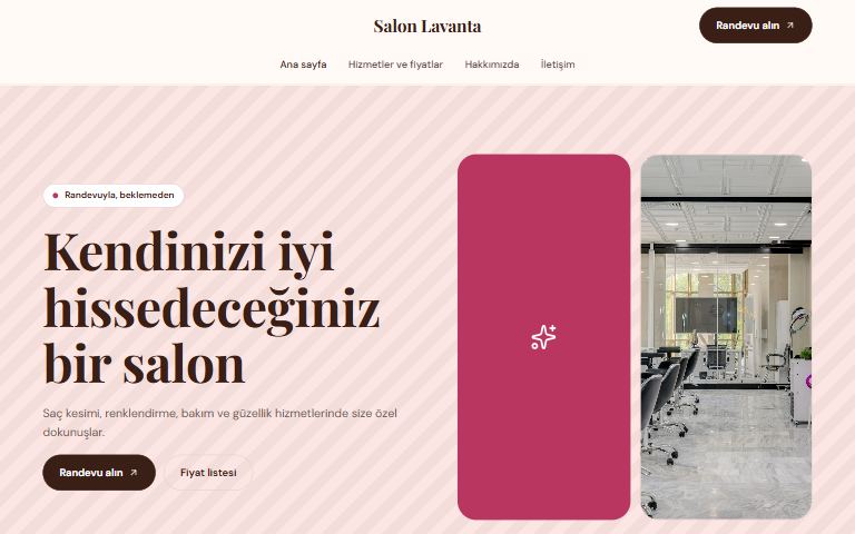 Sofra teması: örnek kuaför sitesi