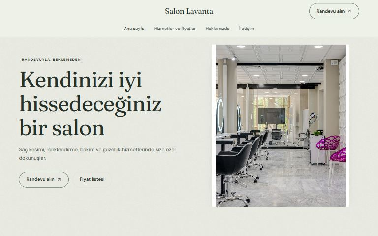 Yayla teması: örnek kuaför sitesi